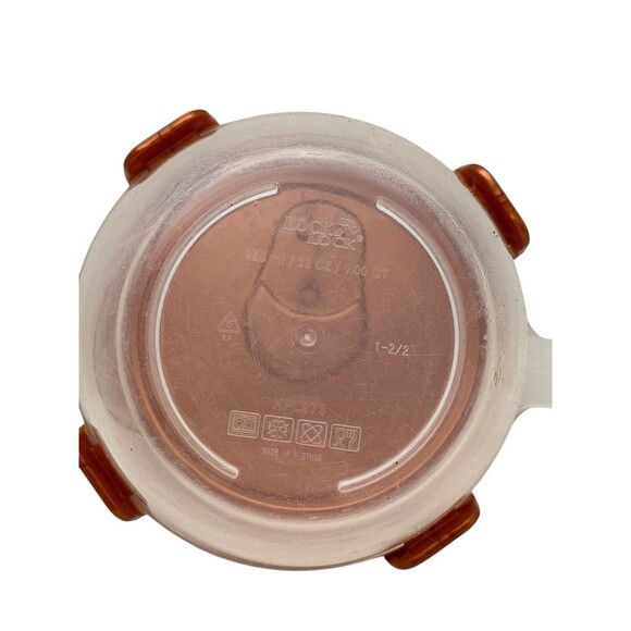 Lock & Lock Storage 32oz Clear Container W/ Handle & Chopper Lid HPL973 Used - Picture 4 of 5